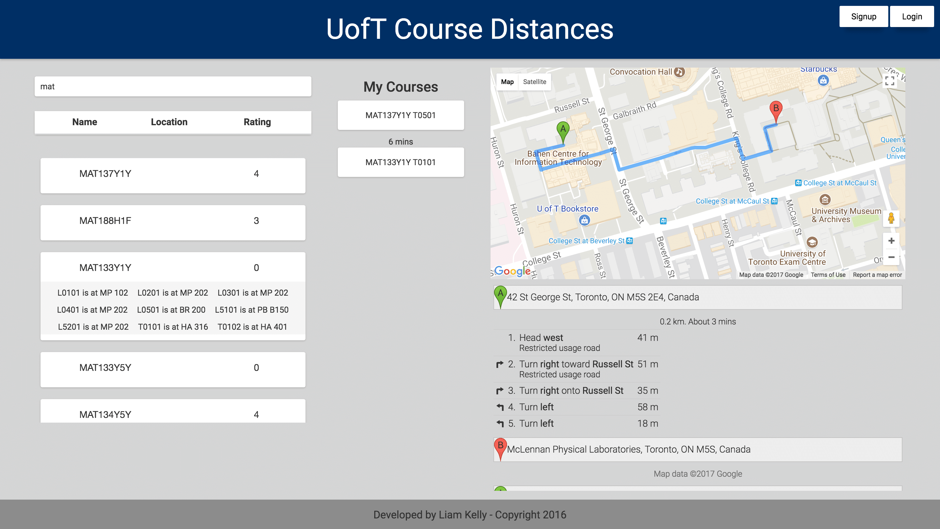 UofT Course Distances